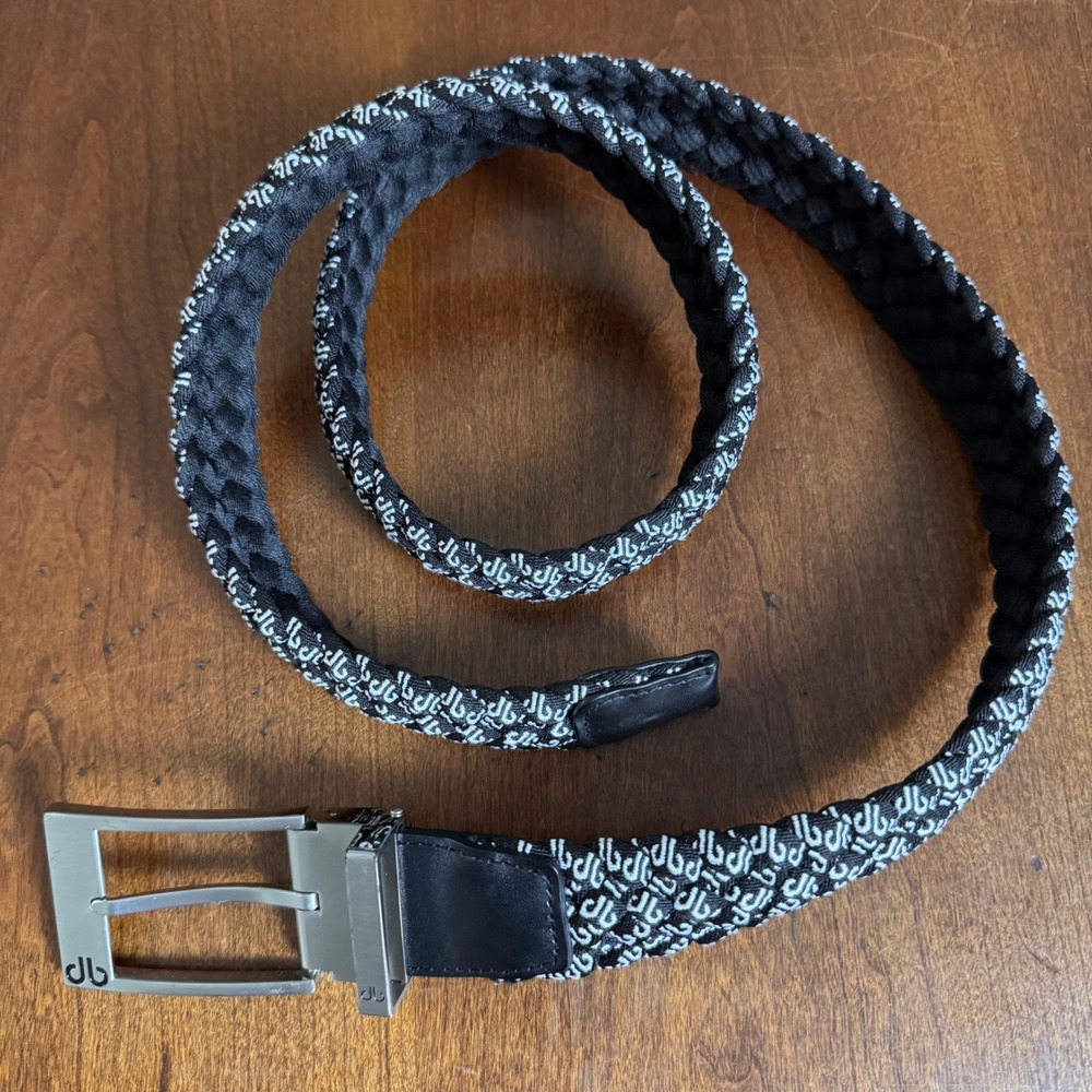 Druh Belts & Buckles Woven Belt Mens 42" Black White Excellent Reversible Golf‎